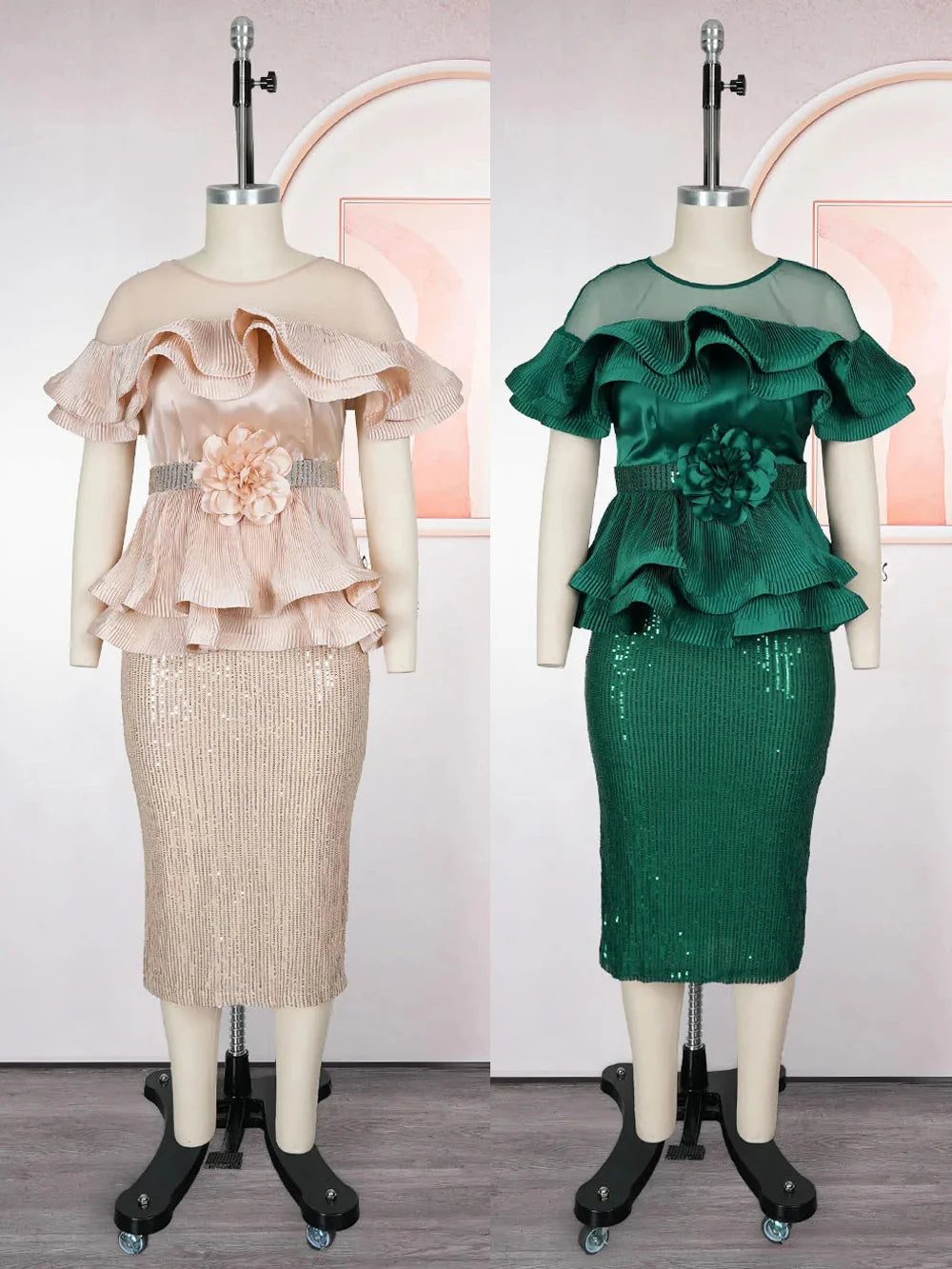 Royal Aura Ruffle Midi Dress